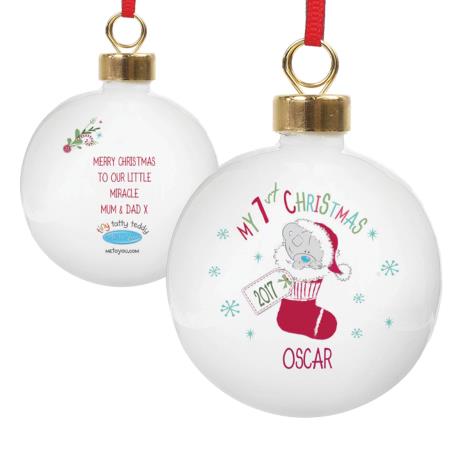 Personalised My 1st Christmas Tiny Tatty Teddy Stocking Bauble £11.99